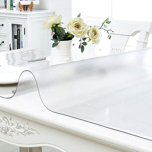 NECAUX Custom Multisize 1.5mm Thick Frosted PVC Table Cover Protector - 30 x 46 Inch Water Resistant Plastic Rectangular Vinyl Non-Slip Desk Pad for Coffee Table/Writing Desk