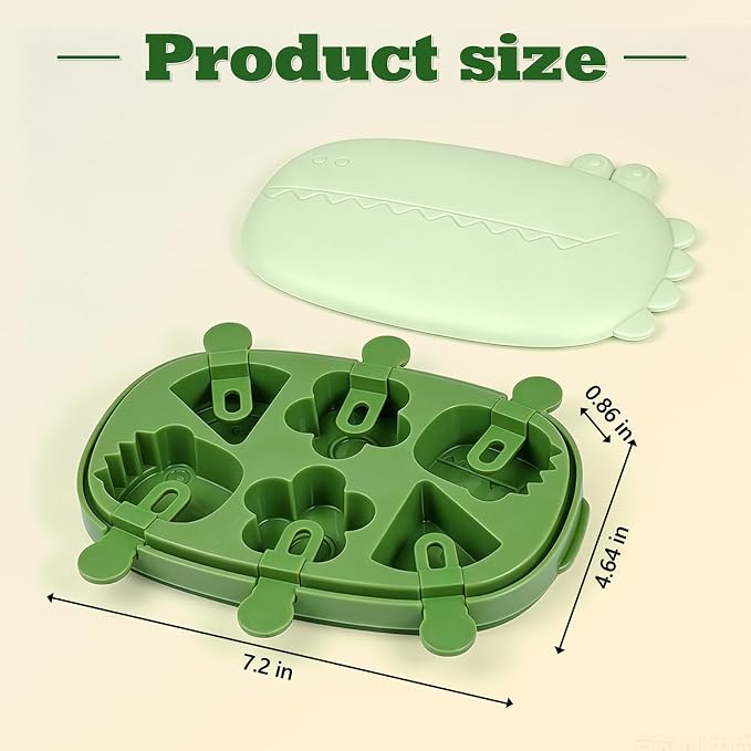 Silicone Popsicle Mold Fun Shaped Dinosaur Popsicle Silicone Molds with 6 Sticks, Reusable Small Mini Ice Popsicle Molds Set, Easy to Clean and Dishwasher Safe