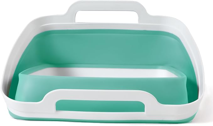 FOSJGO Collapsible Dish Basin with Drain Plug, Foldable Sink, 2.4 Gal (9L) | Space-Saving Wash Basin for Kitchen, Baby Bottles, Vegetable Washing, Camping, RV and Party Beverage Tubs