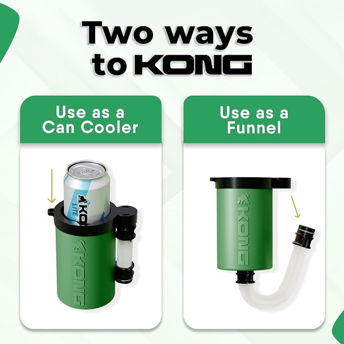 The Kong 2.0 - A Portable Can or Bottle Cooler/Cup With A Detachable, Expandable, Hose To Funnel Your Drink (Green)