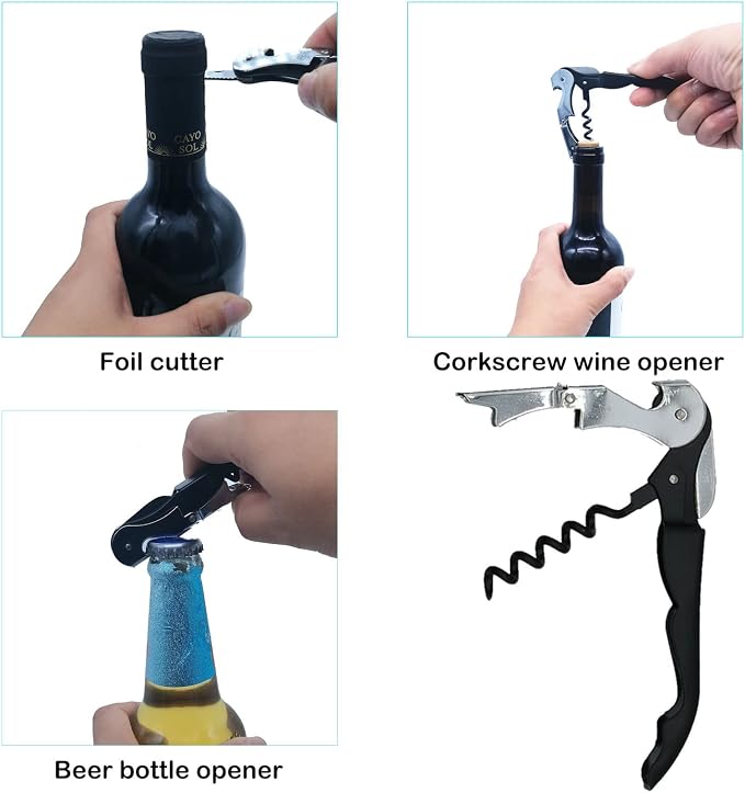 6 in 1 Jar Opener for Weak Hands, Bottle Opener for Seniors with Arthritis | Multi-use Lid Opener Set, Includes Non-slip Rubber Gripper Pad & Wine Opener, Comfortable Grip, Simple Twist-off Operation