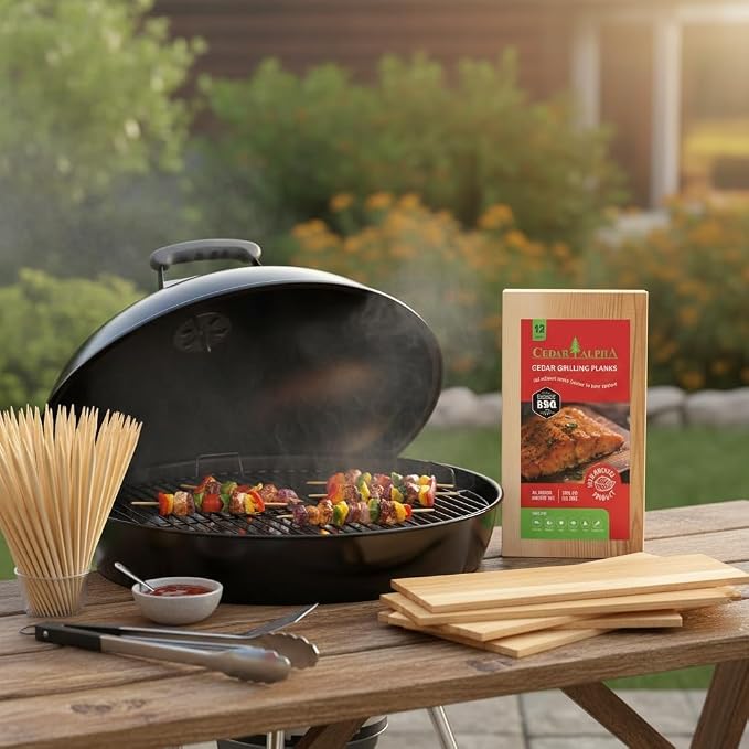 Wider 12 PK, Cedar Planks for Grilling Salmon, Better Smoking, Add Smoky Flavor to Salmon, Veggies, Restaurant Quantity