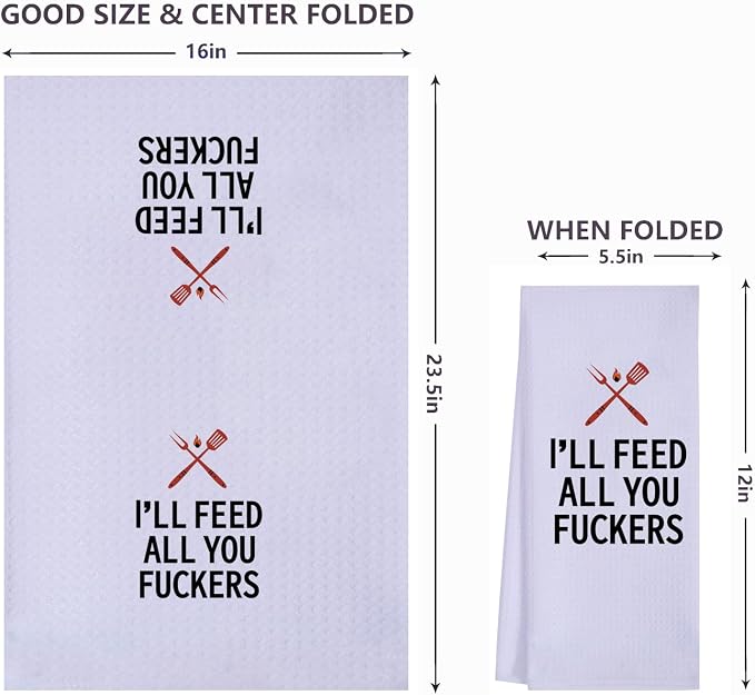 LXOMILL Funny Kitchen Towels for Men, Women, Chef Gifts, BBQ Cooking Dish Towels