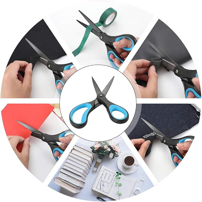 LIVINGO Titanium Scissors 8" 2 Pack Non Stick Office Craft Shears | Stainless Steel Blade, Comfortable Grip Handle, Straight Cutting, DIY Craft Office Home Supplies, Blue Black
