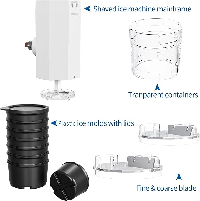 Shaved Ice Attachment for KitchenAid Stand Mixer, Snow Cone Maker for KitchenAid with 8 Ice Molds, Stainless Steel Blade Ice Shaver Attachment for Kitchen Aid Mixer