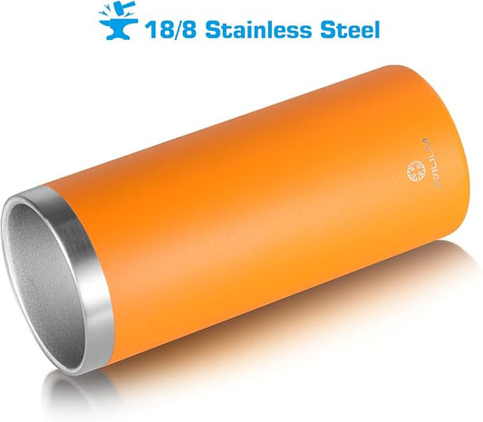12 oz. Slim Can Cooler Insulated (Orange) | Stainless Steel 12oz. Skinny Drink Holder for Soda, Hard Seltzer, Beer and Energy Drinks