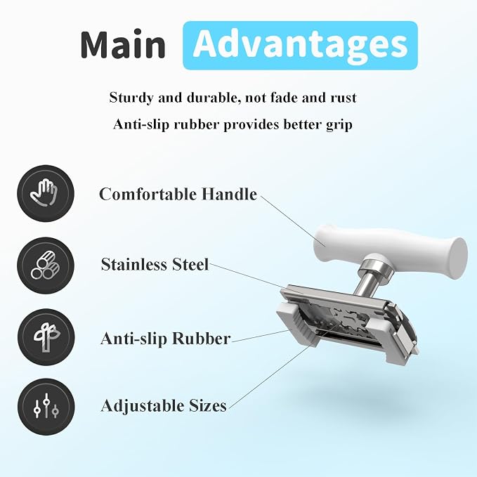 Jar Opener for Seniors with Arthritis & Weak Hands, Easy Twist Jar Openers, Adjustable Multifunctional Jar Lid Opener, Jar Bottle Cap Opener Gripper, Useful Gifts for Elderly/Women/Men (White)