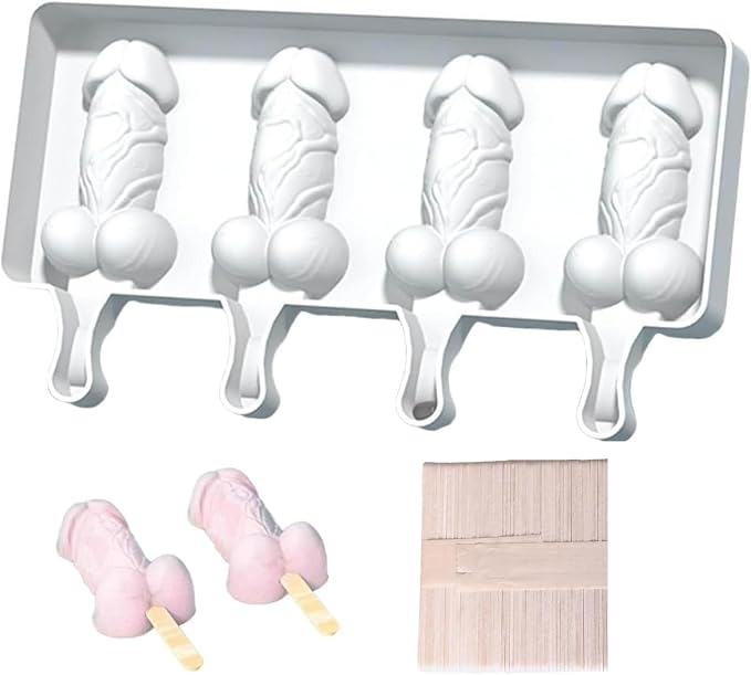 Popsicle Silicone Molds Set,Ice Cream Molds with 50 Wooden Sticks for Cake Pop, Ice Pop
