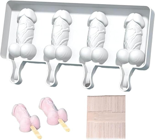 Popsicle Silicone Molds Set,Ice Cream Molds with 50 Wooden Sticks for Cake Pop, Ice Pop