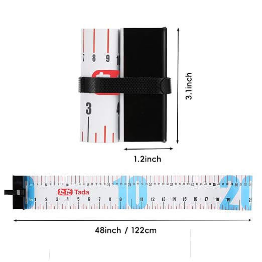 Tada 48in/122cm Fishing Ruler Fish Measuring Tape with Bump Board | Portable Roll Up Folding