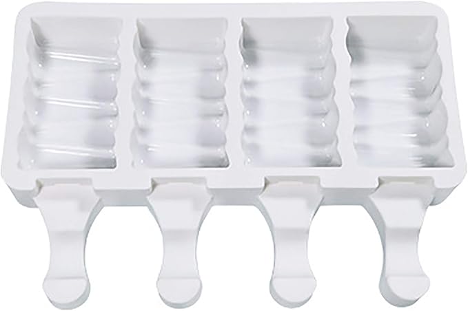 Vilihkc 2 Pack Popsicle Molds 4 Cavities Homemade Silicone Popsicle Molds for Kids Ice Pop Molds with 50 Wooden Sticks for DIY Ice Popsicle