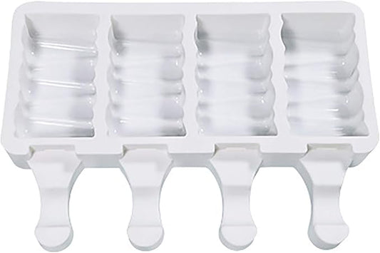 Vilihkc 2 Pack Popsicle Molds 4 Cavities Homemade Silicone Popsicle Molds for Kids Ice Pop Molds with 50 Wooden Sticks for DIY Ice Popsicle
