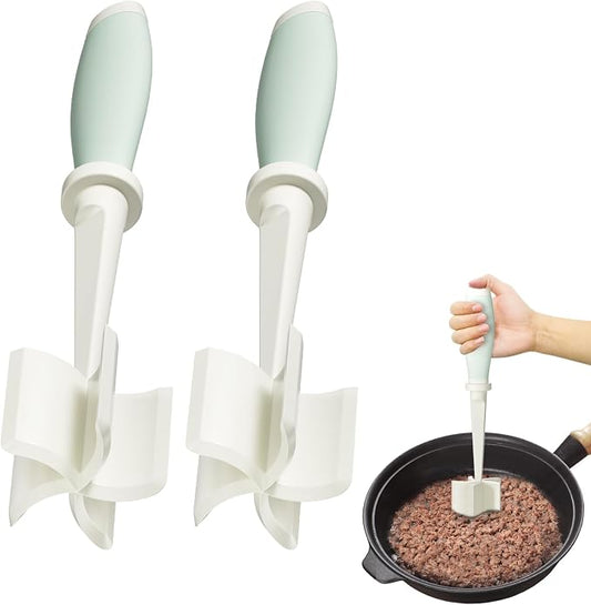 2Pack Meat Chopper Hamburger Masher Ground Beef Smasher Utensil Mix Tool | Upgrade Heat Resistant Meat Masher, Nylon Potato Mashers Beef Smasher, Dishwasher Safe Non Stick Mix & Chop Tool Gift-White
