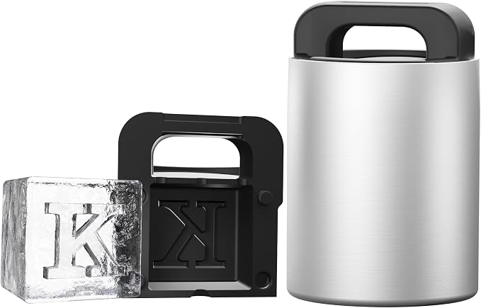 Letter K Monogram Clear Ice Cube Maker, 2" Big Ice Cubes Mold for Whisky and Cocktails, Large Initials Silicone Ice Cube Tray Personalized Gifts for Men (Letter K)