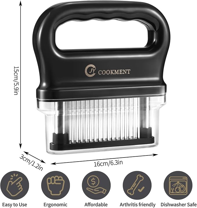 Meat Tenderizer with 48 Stainless Steel Ultra Sharp Needle Blades, Kitchen Cooking Tool Best for Tenderizing, BBQ, Marinade