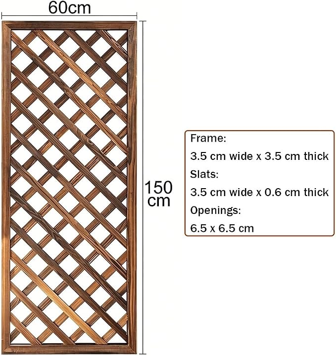 Zfmnoyev Outside Wooden Decorative Fences, Courtyard Edge Fence Board, Decorative Garden Trellis for Climbing Plants, Standing Decorative Privacy Fence Panels for Deck Patio Balcony(60x150cm)