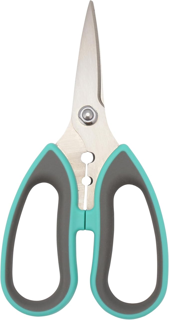 Westcott Titanium-Bonded Soft Handle Kitchen Shears for Herbs, Teal - 6.5-Inch Versatile Kitchen Shears with Precision Cutting Tips and Built-In Herb stripper for Easy Handling and Comfort