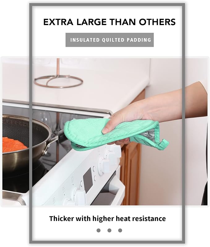 Joyhalo 5 Pack Pot Holders for Kitchen Clearance | Cotton Made, Machine Washable, Heat Resistant Potholder, Hot Pads, Trivet for Cooking and Baking, Aqua