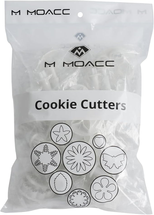 M MOACC Cake Tools 36 Piece Fondant Cake Cookie Plunger Sugarcraft Flower Leaf Butterfly Heart Shape Decorating Mold DIY Icing Plunger Tools