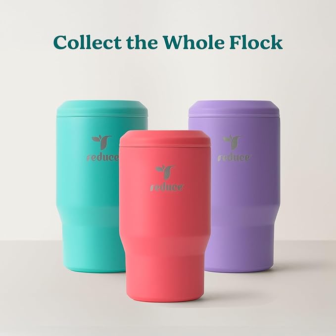 Reduce 4-in-1 Drink Cooler - Versatile Can & Bottle Holder with Vacuum Insulation - Keeps Drinks Cold Up to 4 Hours - Includes Bottle Opener - Fits Cupholders & Dishwasher Safe - 14oz - Unbleached
