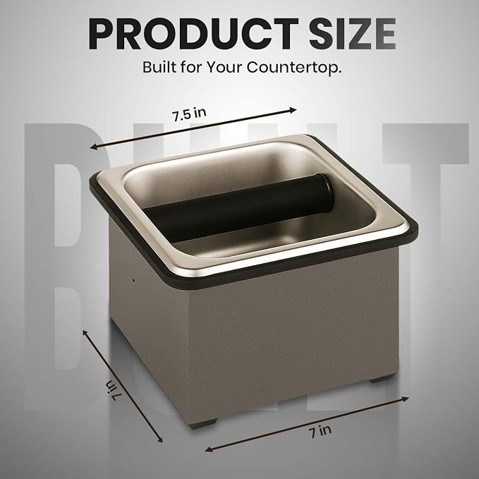 Rattleware Stainless Steel Knock Box – Heavy-Duty Espresso Puck Disposal Bin with Welded Rubber Bar – Perfect for Coffee Bar Accessories, Café, Restaurant, or Home Use (6" x 5.5" x 4")