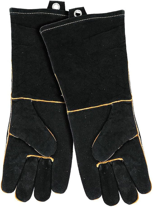 Extra Long Leather Gloves, Extreme High Heat Resistant Gloves, Rugged but Comfortable for Outdoor Cooking, Oven Use, Campfire, Bonfire, Grilling, Fire Pits, Hot Logs, Backyard BBQ by Mr Bar-B-Q 40113Y
