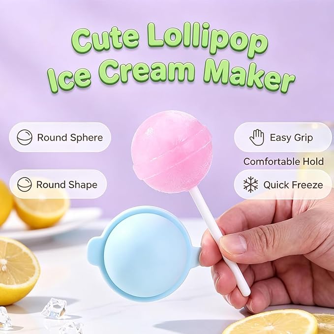 Silicone Lollipop Ice Cream Maker Molds,Funny Lollipop Ice Pop Mold,Colorful DIY Ice Pop Mold for Summer Parties,Reusable Popsicle Molds (9)