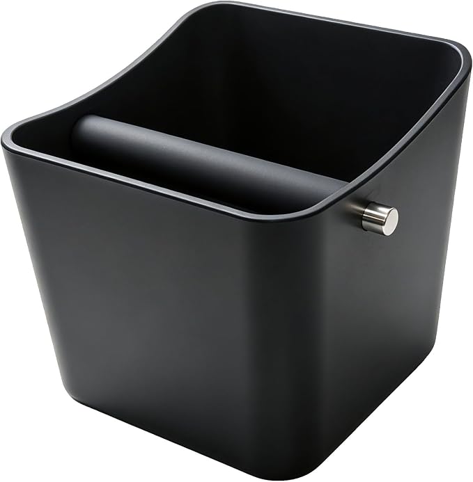 Espresso knock box,Coffee grounds pucks knock box,Coffee Knock Box with Removable Knock Bar and Non-Slip Rubber Base,Shock-Absorbent Durable Espresso Accessories (Black)