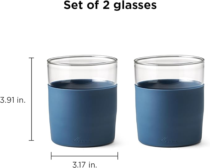Rabbit Freezable Whiskey Glasses, Set of 2 Chilling Whiskey Glasses with Silicone Sleeve, 8oz No-Dilution Glasses for Whiskey, White Wine and Cocktails, Keep Drinks Cold for Hours, No Ice Needed | Ideal for whiskey, white wine & mixed drinks, chills wi...