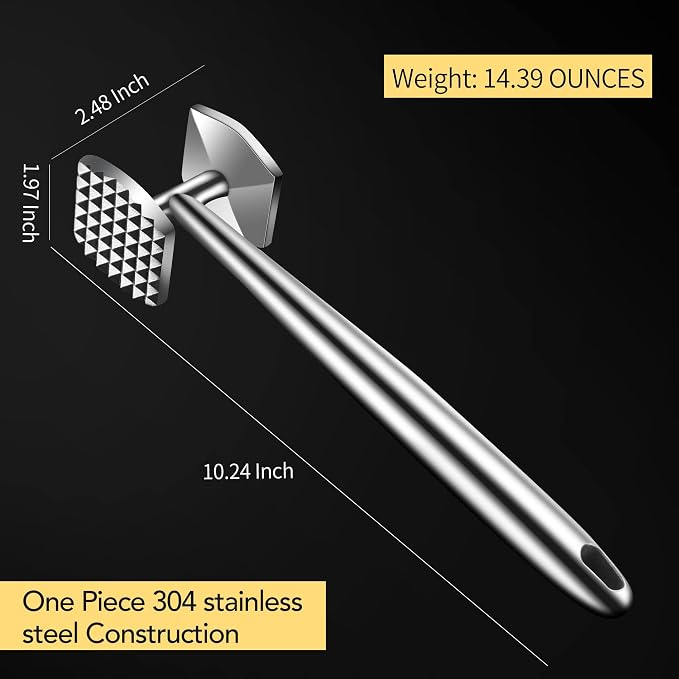 Aliglow Meat Tenderizer Hammer Tool Mallet Pounder for Kitchen Tenderizing Steak Beef Poultry