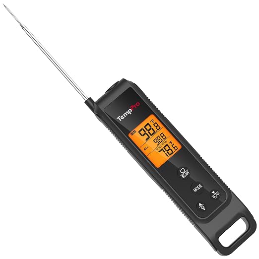 TempPro TempScan 2-in-1 Infrared Thermometer Gun with Meat Probe, Black | Instant Read Thermometer for Grilling, Non-Contact Infrared Thermometer for Cooking Pizza Oven Griddle HVAC Pool AC Vent