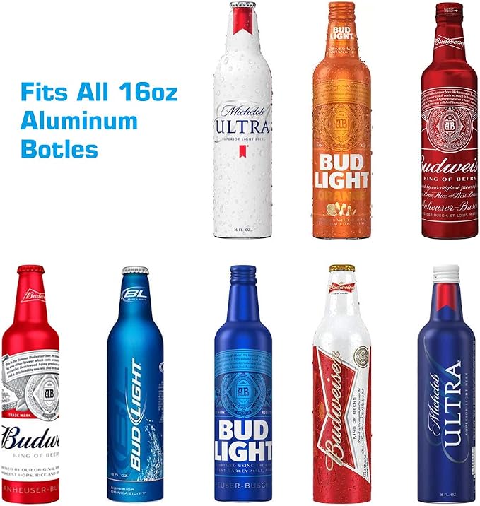 16oz Slim Aluminum Beer Bottles holder (Black) | Vacuum insulated stainless steel cooler