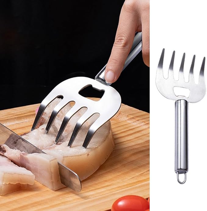2 Pack Meat Gripper Claws with Long Handle Meat Shredding Claws Meat Handler Shredder Claws Set Chicken Shredder Claw Stainless Steel BBQ Pulled Pork Paws for Pulled Pork Taco Meats Smoker