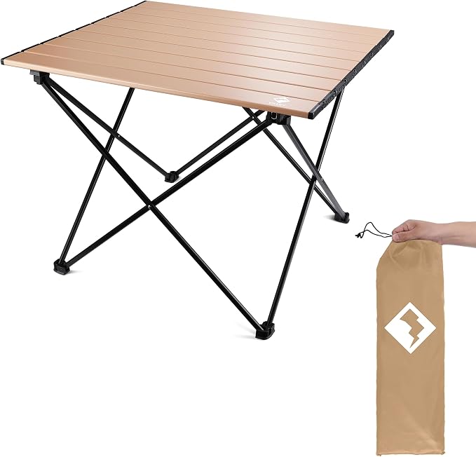 VILLEY Portable Camping Side Table, Ultralight Aluminum Folding Beach Table | Lightweight & Portable, Aluminum Folding Table with Carry Bag for Camping, Outdoor Cooking, Beach, Picnic, Boat & Travel
