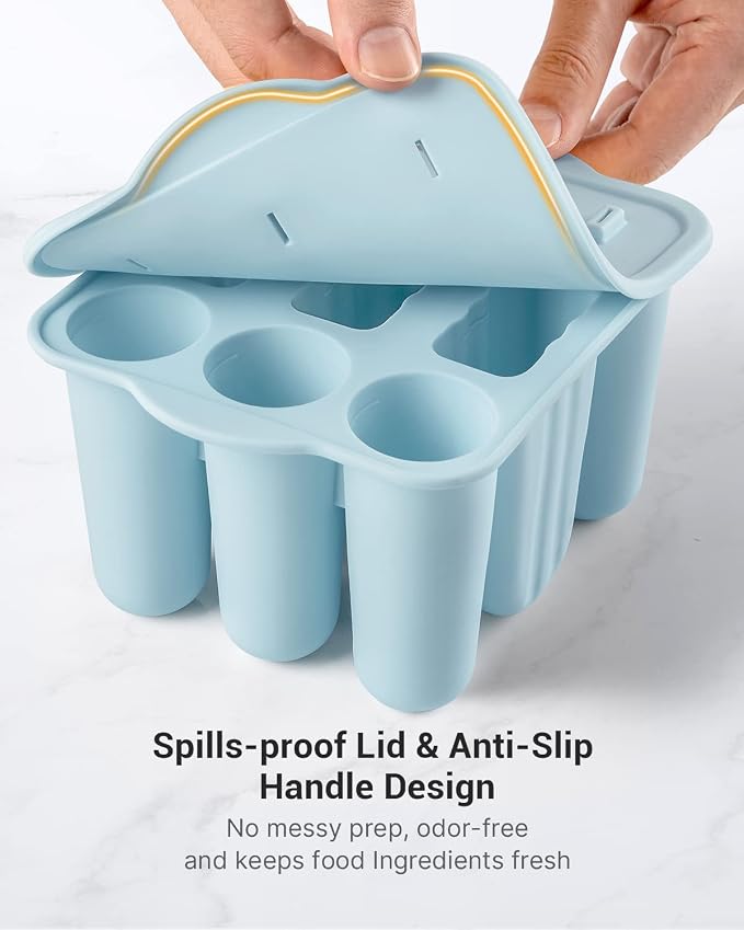 Popsicle Molds for Kids, 9 Pieces Popsicles Molds Silicone BPA- Free Popsicle Maker Ice Pop Molds Ice Pops Maker DIY Handmade Popsicles Molds for Kids Adults with Popsicle Sticks+Popsicle Bags, Blue