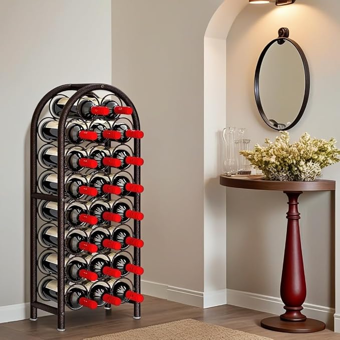 Wine Rack Free Standing Floor 23 Bottle Metal Wine Holder Organizer