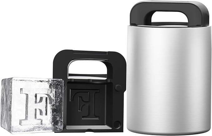 Letter F Monogram Clear Ice Cube Maker, 2" Big Ice Cubes Mold for Whisky and Cocktails, Large Initials Silicone Ice Cube Tray Personalized Gifts for Men (Letter F)