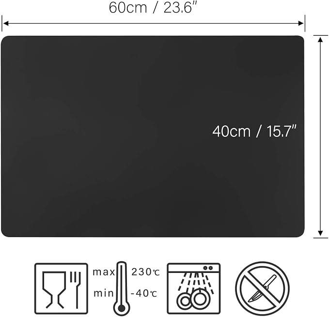 Gartful X-Large Silicone Sheet for Resin, 23.6"x15.7" Black Jewelry Casting Molds Mat, Premium Silicone Placemat, Reusable, Nonstick, Countertop Protector, Multipurpose Mat, 2 PCS
