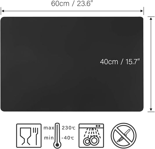 Gartful X-Large Silicone Sheet for Resin, 23.6"x15.7" Black Jewelry Casting Molds Mat, Premium Silicone Placemat, Reusable, Nonstick, Countertop Protector, Multipurpose Mat, 2 PCS