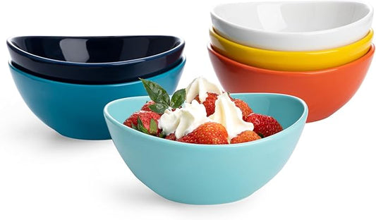 Sweese 10 oz Small Porcelain Bowls - Set of 6 - Ceramic Serving Bowls versatile for Cereal, Fruit, Dessert, Ice Cream, Snack & Yogurt - Rainbow Colored