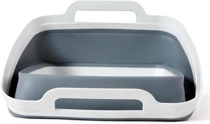 FOSJGO Collapsible Dish Basin with Drain Plug, Foldable Sink, 2.4 Gal (9L) | Space-Saving Wash Basin for Kitchen, Baby Bottles, Vegetable Washing, Camping, RV and Party Beverage Tubs