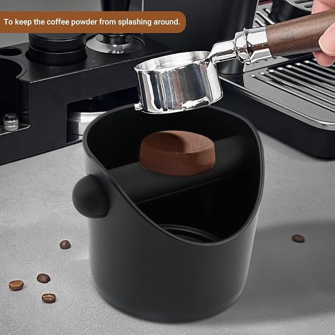 Coffee Knock Box 4 inch Espresso Knock Box with Coffee Tamper Pad Coffee Knock Box Espresso Grounds Espresso Dump Bin for Home/Office (5inch/black)