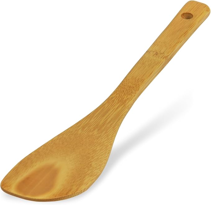 Japanese Smoked Bamboo Spatula - 10 Inch (255mm) Susutake Wooden Kitchen Turner and Cooking Flipper, Made in Japan