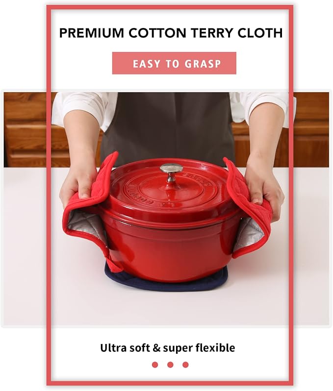 Joyhalo 6 Pack Pot Holders for Kitchen Clearance | Cotton Oven Holder with Great Heat Resistance, Potholders Sets for Kitchen, Countertops, Hot Pots and Pans, Red