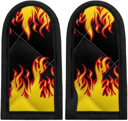 Coldinair Burning Fire Hot Handle Holder Flame Black Heat Protecting Polyester Handle Cast Iron Skillets 2Pcs Cast Iron Skillet Handle Cover for Kitchen