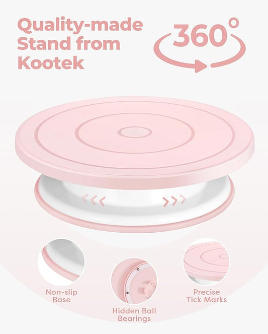 Kootek 158 Pcs Cake Decorating Kit with Cake Turntable, 64 Piping Tips Set, 50+2 Pastry Bags, Frosting Spatulas, Leveler, Scrapers, Fondant Molds, and More Baking Supplies Decorating Tools
