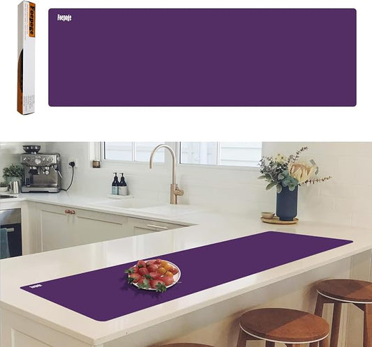 49.2" x 15.7" Large Silicone Mat for Kitchen Counter Protector, Cuttable | Silicon Countertop Protector Mat Heat Resistant Mats for Countertop, Cut to Fit Placemat Ship Roll by Foepoge, Purple