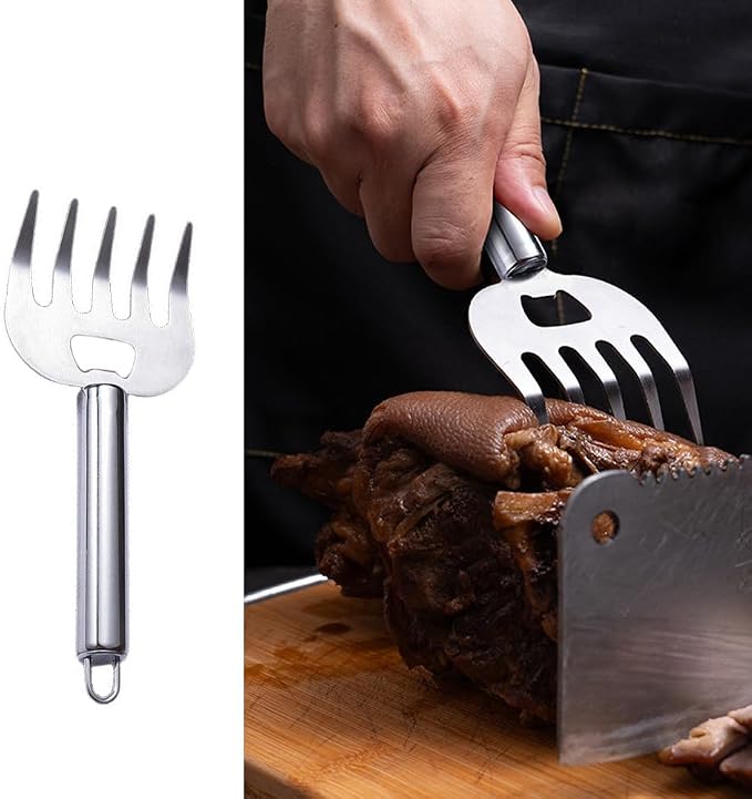 2 Pack Meat Gripper Claws with Long Handle Meat Shredding Claws Meat Handler Shredder Claws Set Chicken Shredder Claw Stainless Steel BBQ Pulled Pork Paws for Pulled Pork Taco Meats Smoker