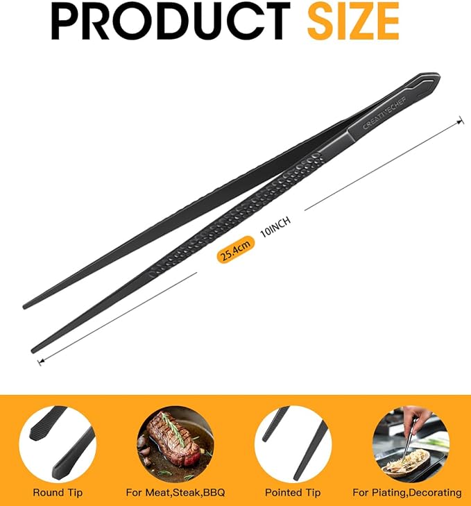 Cooking Tweezers, Chef's Tweezers Tongs, Universal for all kinds of cooking, steak, plating, pasta and many other scenarios (1PC Set)