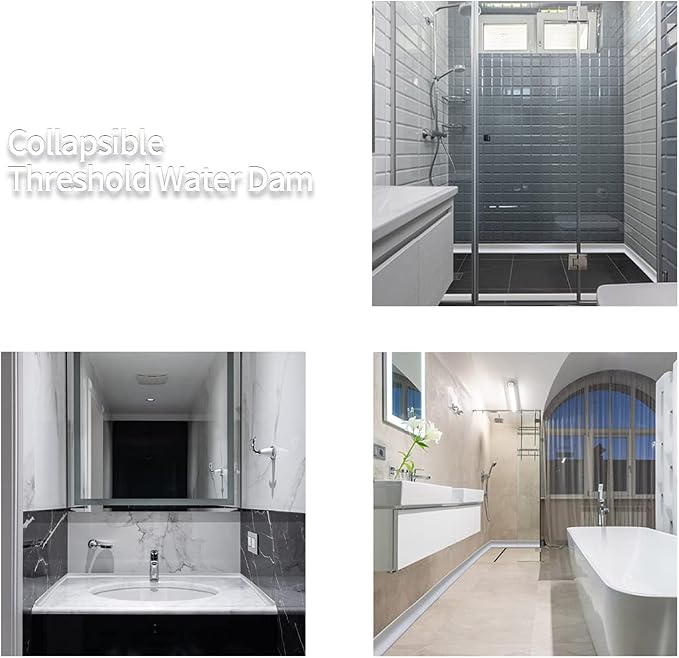78 Inches Water Barrier for Sink, Shower Threshold Water Dam Barrier, Silicone Water-Blocking Self-Adhesive Shower Splash Guards for Bathtub Sink, Bathroom, Countertop